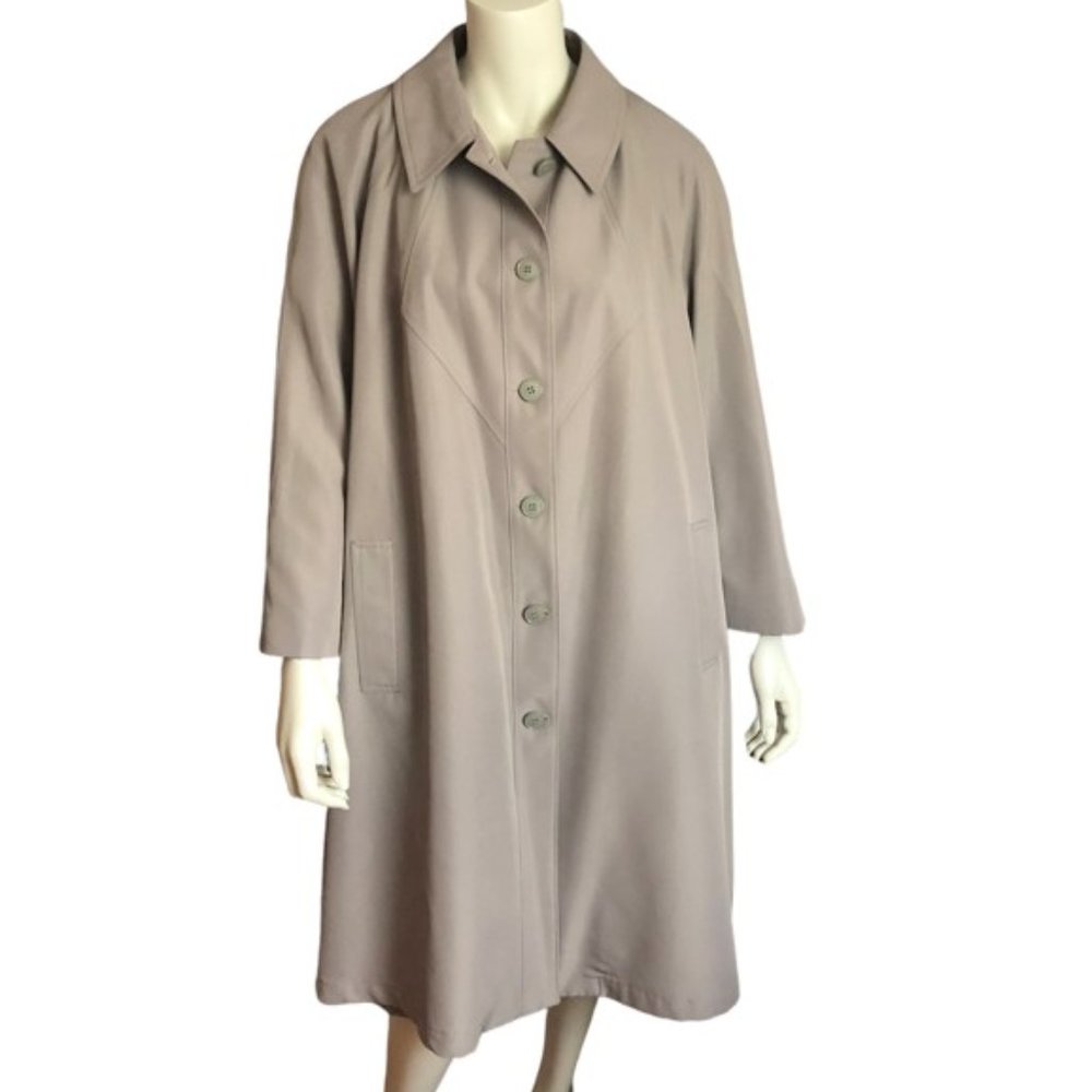 Misty Harbor Women’s Taupe Raincoat with Removable Plush Liner – Size 20W Petite